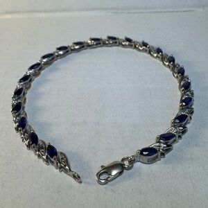 10KT White Gold Blue Sapphire and Diamond Tennis Bracelet